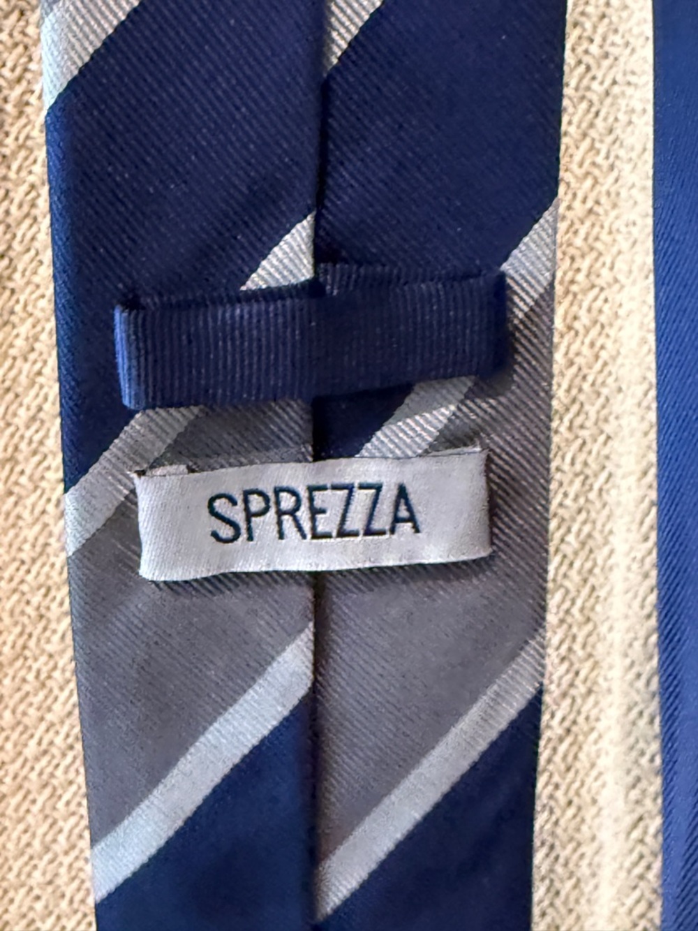 Sprezza Navy and Gray Striped Tie